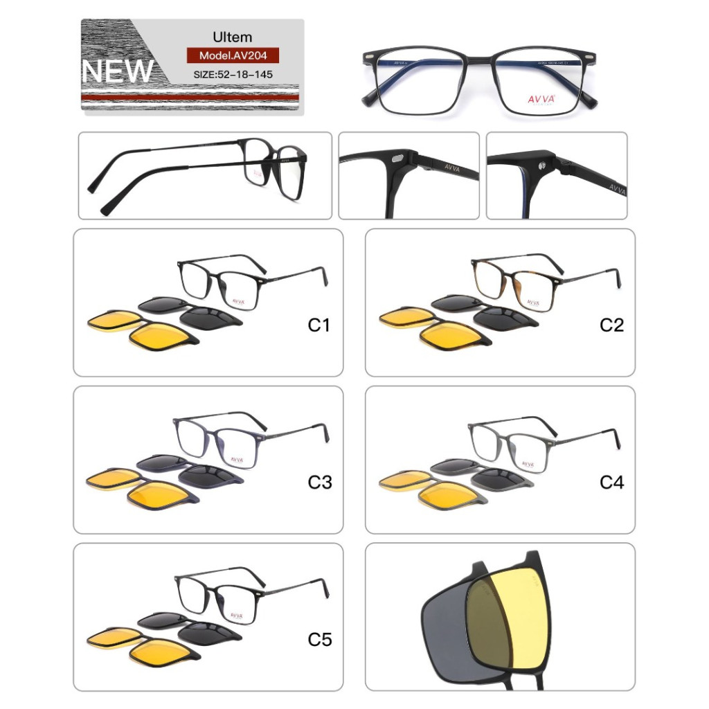 AVVA AV204 MODEL C.03 RENK 52-18/145 ULTEM KLİPSLİ ÇERÇEVE