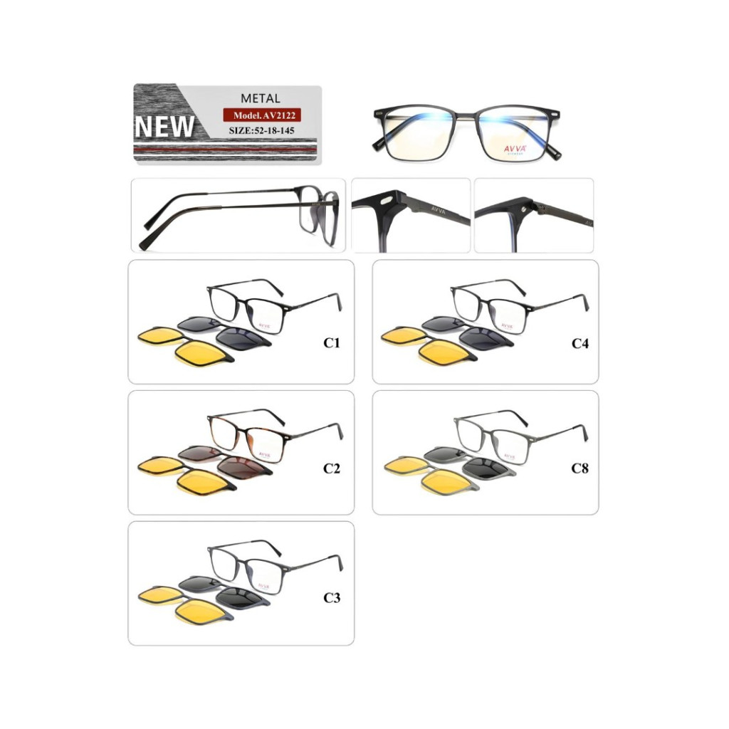 AVVA AV2122 MODEL C.08 RENK 52-18/145 ULTEM KLİPSLİ ÇERÇEVE
