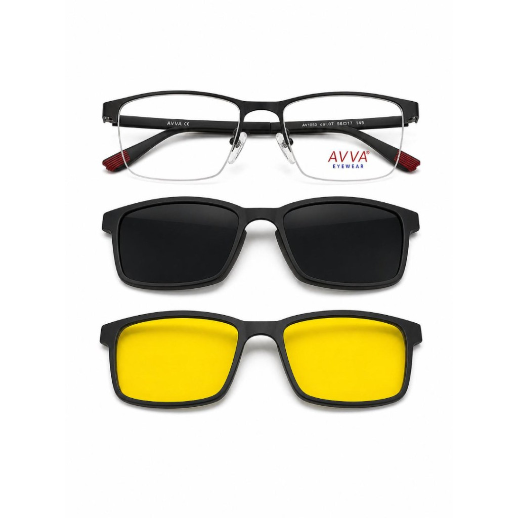 AVVA AV500 MODEL C.01 RENK LAZER NİLÖR ÇİFT KLİPSLİ ÇERÇEVE 56-17/145