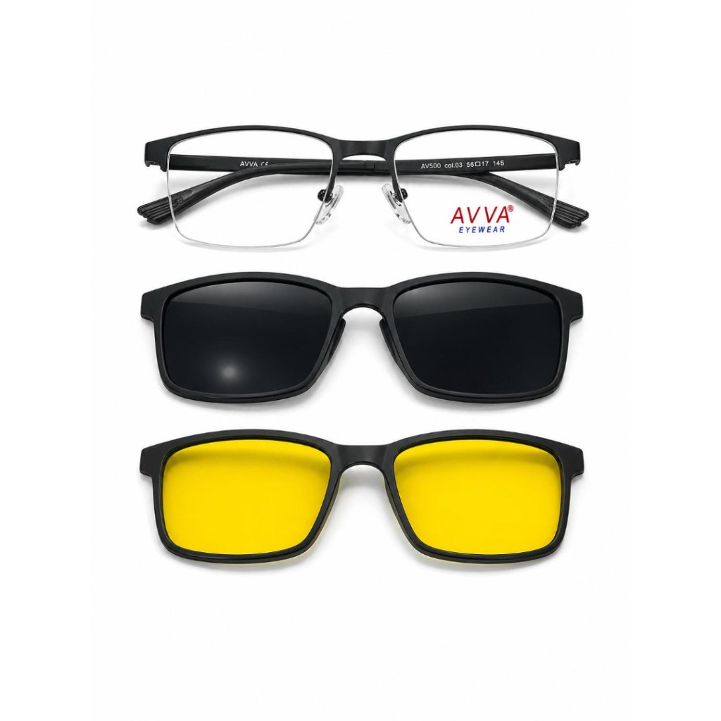 AVVA AV500 MODEL C.03 RENK LAZER NİLÖR ÇİFT KLİPSLİ ÇERÇEVE 56-17/145