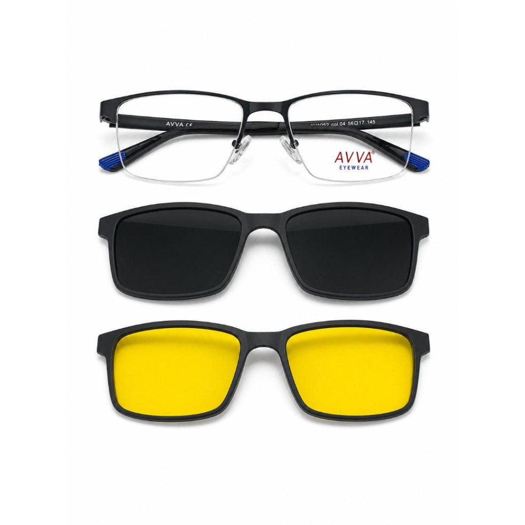 AVVA AV500 MODEL C.04 RENK LAZER NİLÖR ÇİFT KLİPSLİ ÇERÇEVE 56-17/145