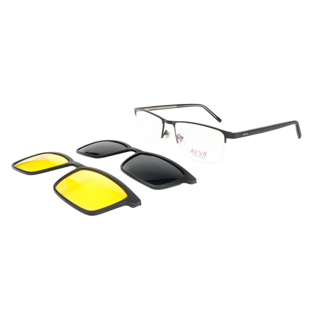AVVA AV501 MODEL C.01 RENK LAZER NİLÖR ÇİFT KLİPSLİ ÇERÇEVE 56-17/145