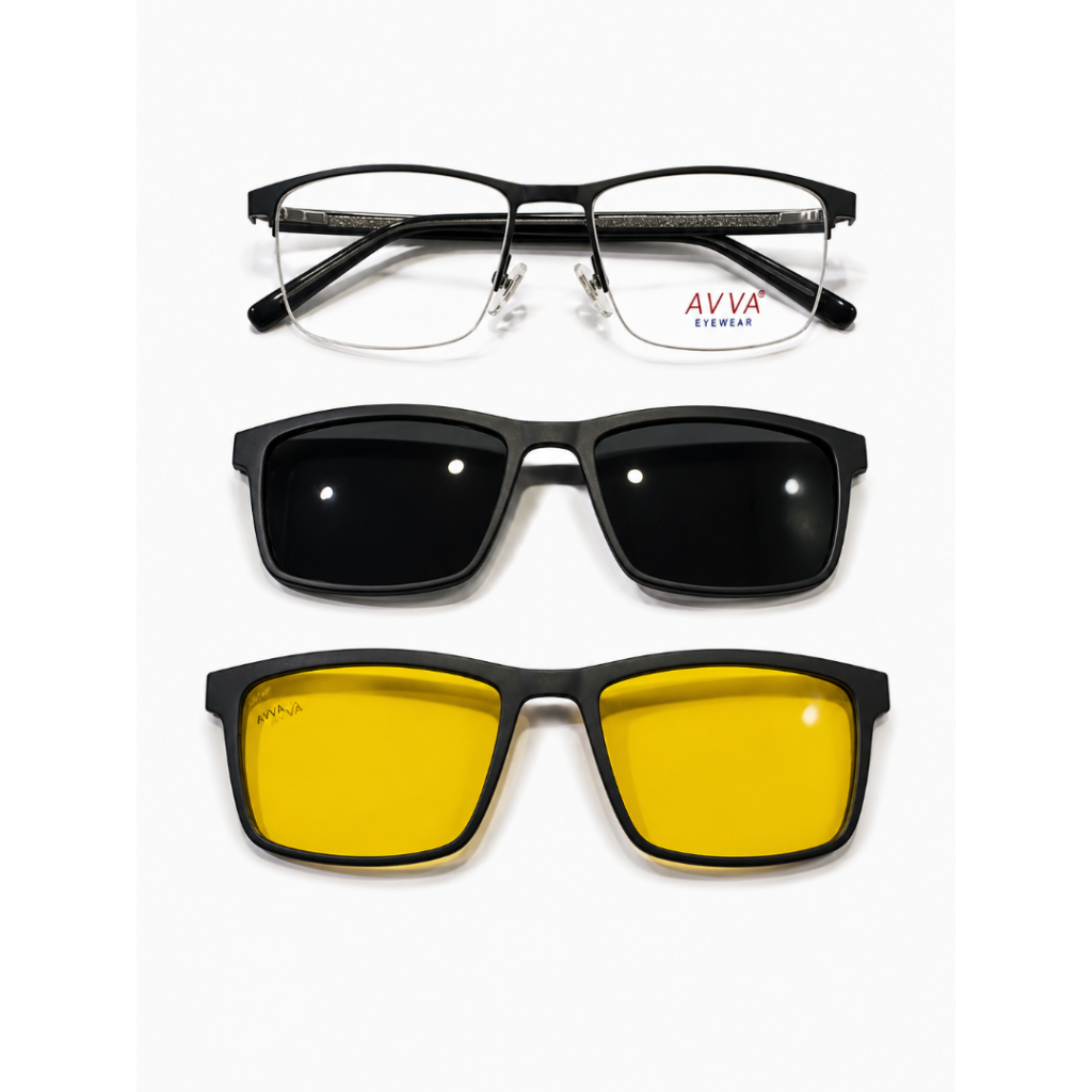 AVVA AV501 MODEL C.01 RENK LAZER NİLÖR ÇİFT KLİPSLİ ÇERÇEVE 56-17/145