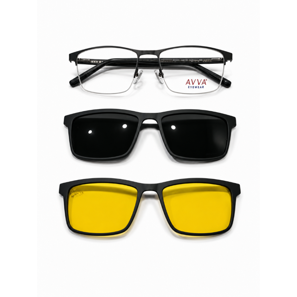 AVVA AV501 MODEL C.02 RENK LAZER NİLÖR ÇİFT KLİPSLİ ÇERÇEVE 56-17/145