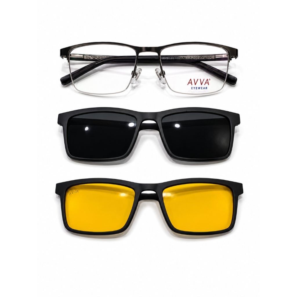 AVVA AV501 MODEL C.03 RENK LAZER NİLÖR ÇİFT KLİPSLİ ÇERÇEVE 56-17/145