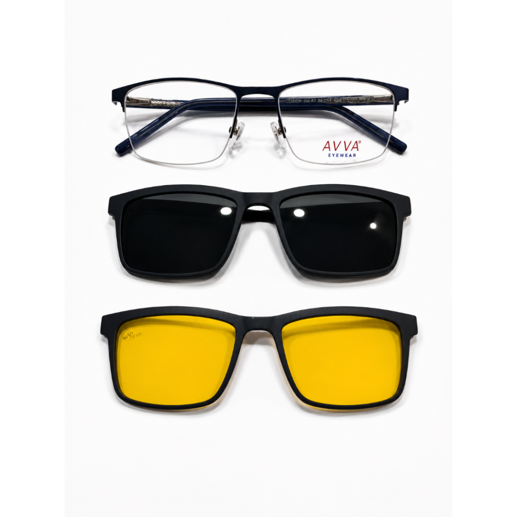 AVVA AV501 MODEL C.04 RENK LAZER NİLÖR ÇİFT KLİPSLİ ÇERÇEVE 56-17/145
