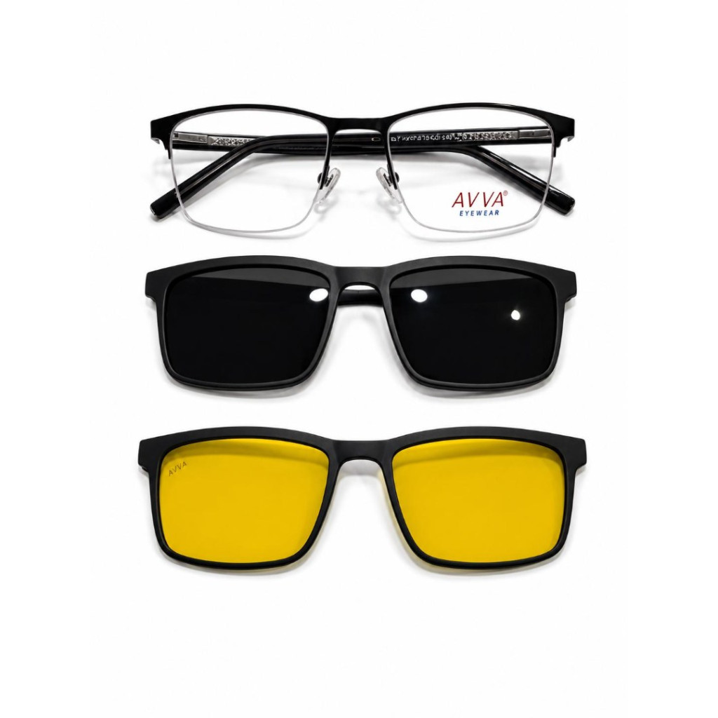 AVVA AV502 MODEL C.01 RENK LAZER NİLÖR ÇİFT KLİPSLİ ÇERÇEVE 54-18/140