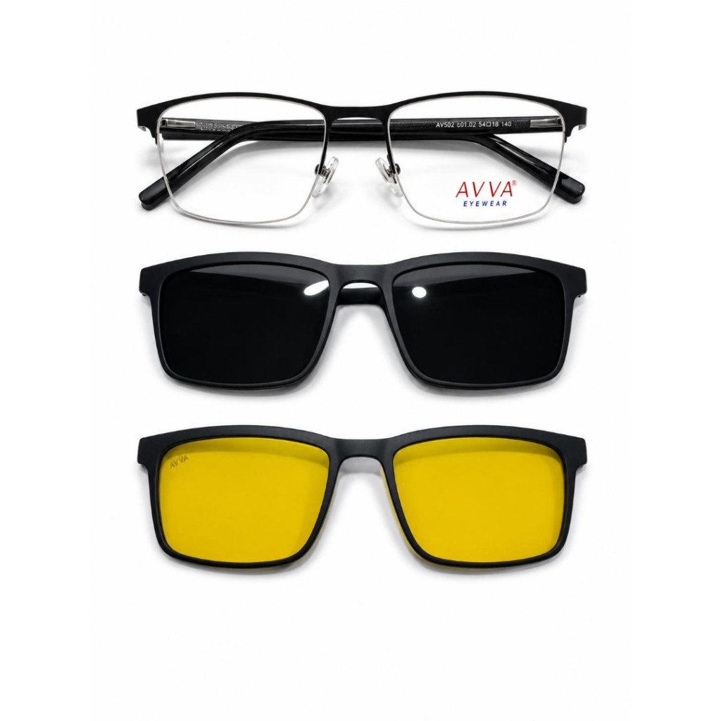 AVVA AV502 MODEL C.02 RENK LAZER NİLÖR ÇİFT KLİPSLİ ÇERÇEVE 54-18/140