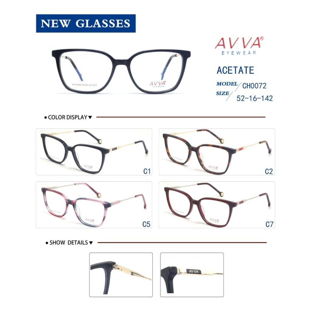 AVVA CH0072 MODEL C.03 RENK ACETATET ÇERÇEVE 52-16/142