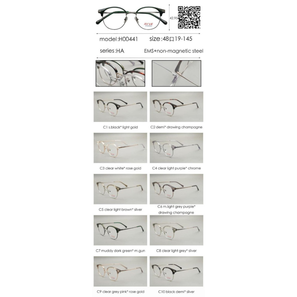 AVVA H00441 MODEL C.06 RENK ACETATET ÇERÇEVE 48-19/145