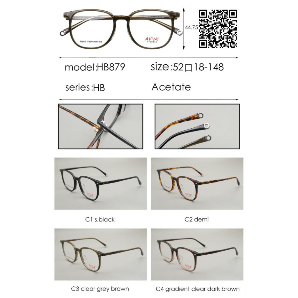 AVVA HB879 MODEL C.03 RENK ACETATET ÇERÇEVE 52-18/148