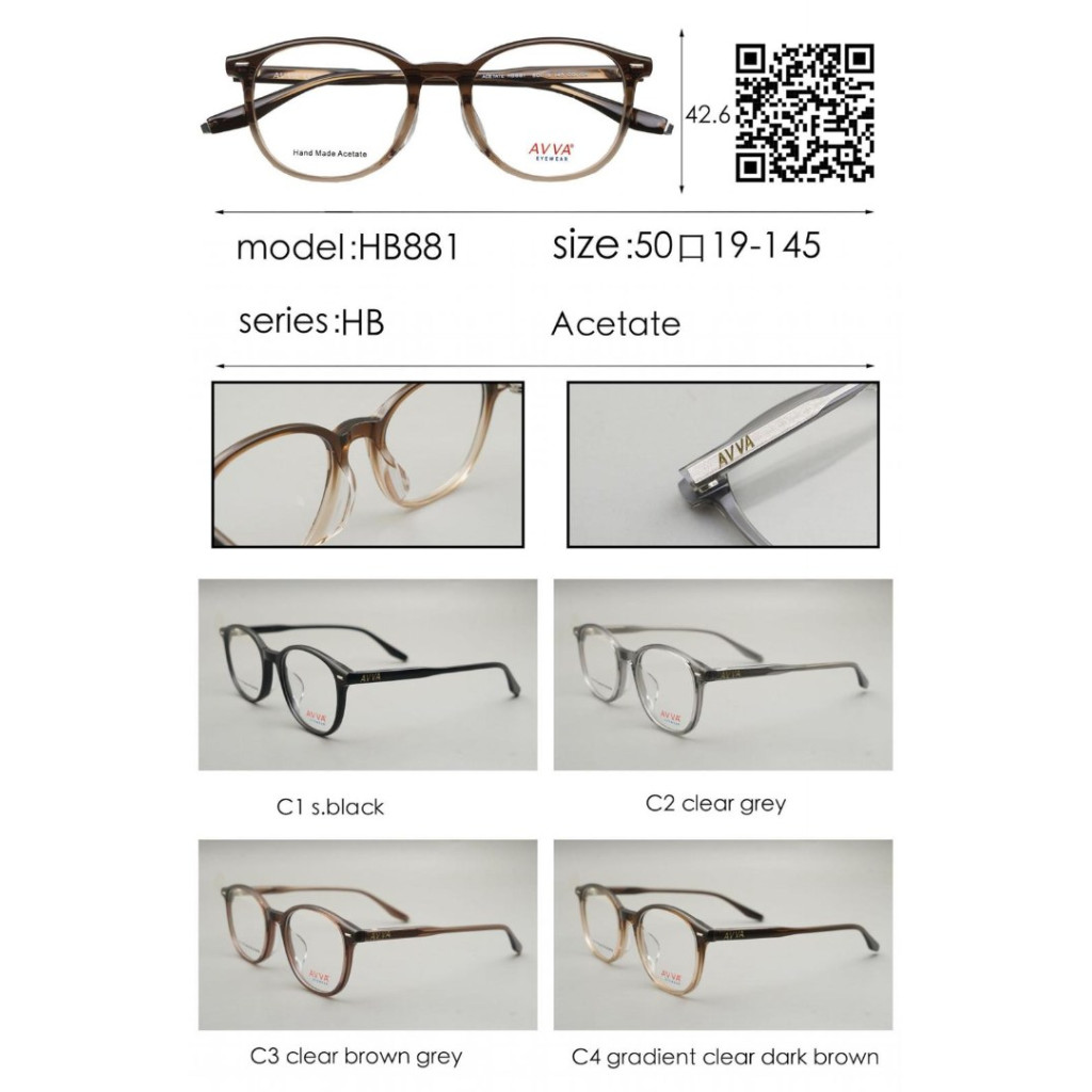 AVVA HB881 MODEL C.01 RENK ACETATET ÇERÇEVE 50-19/145