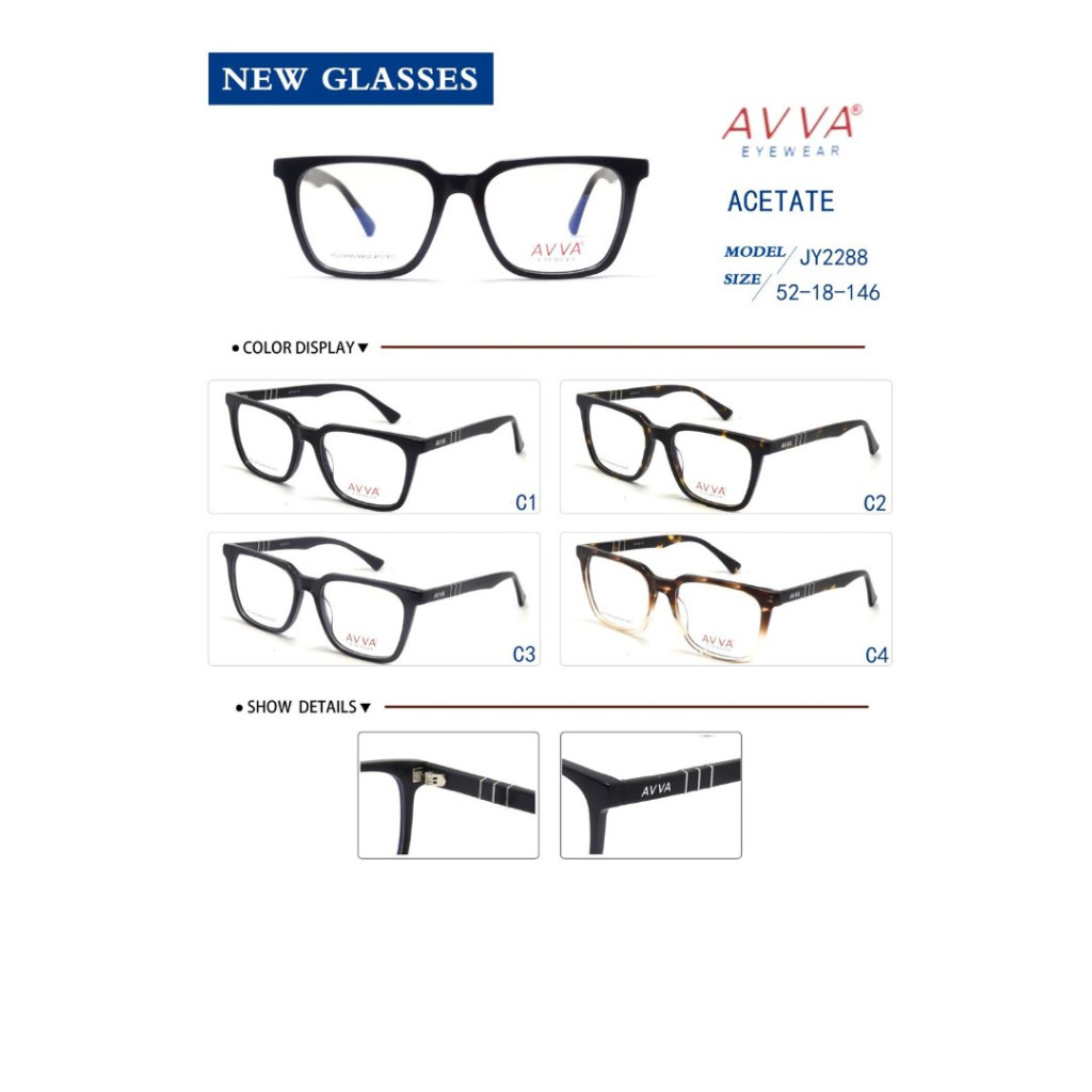 AVVA JY2288 MODEL C.04 RENK ACETATET ÇERÇEVE 52-18/146