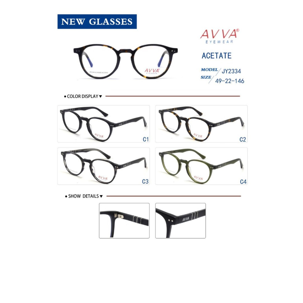 AVVA JY2334 MODEL C.04 RENK ACETATET ÇERÇEVE 49-22/145