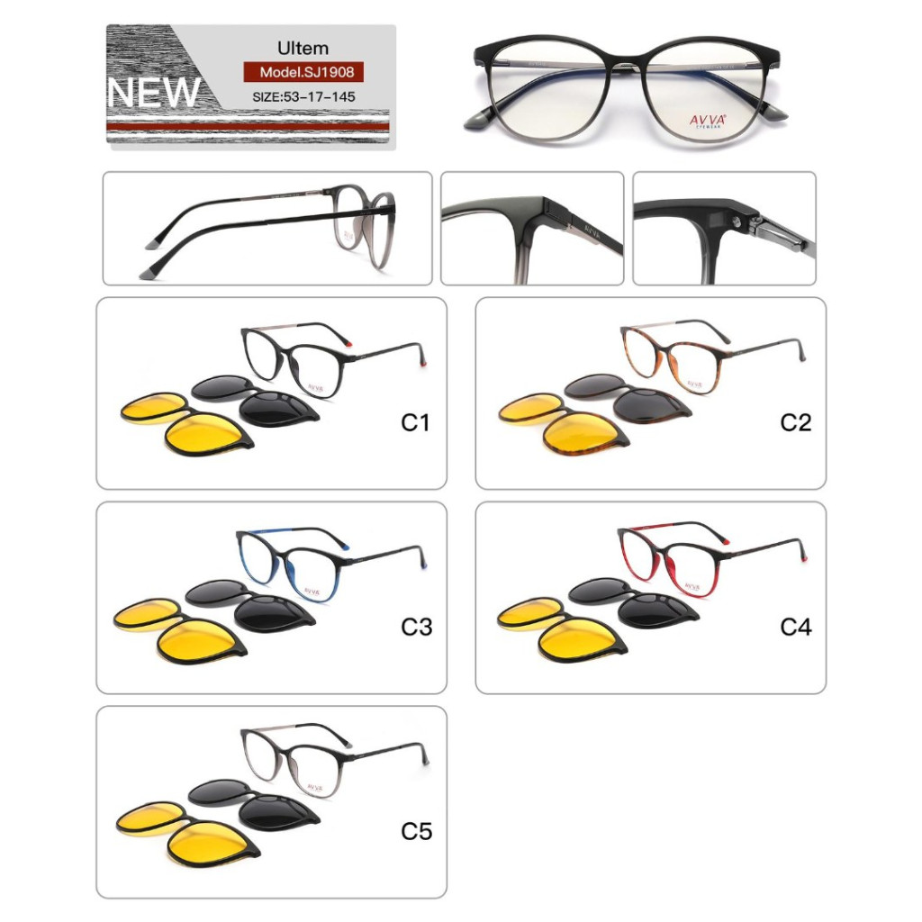 AVVA SJ1908 MODEL C.01 RENK 53-17/145 ÇİFT KLİPSLİ ÇERÇEVE