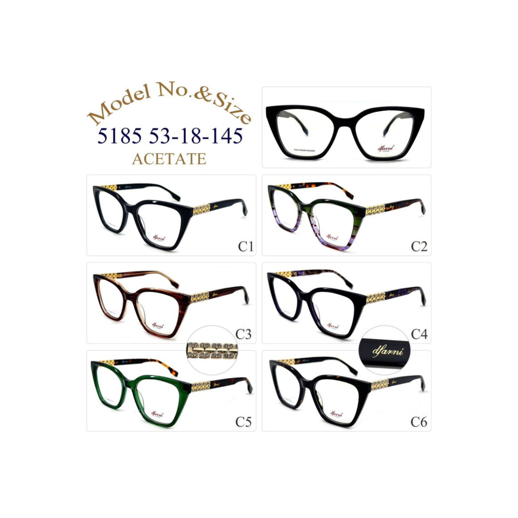 DFARNİ 5185 MODEL C.01 BLACK RENK 53-18/145 ACETATE ÇERÇEVE