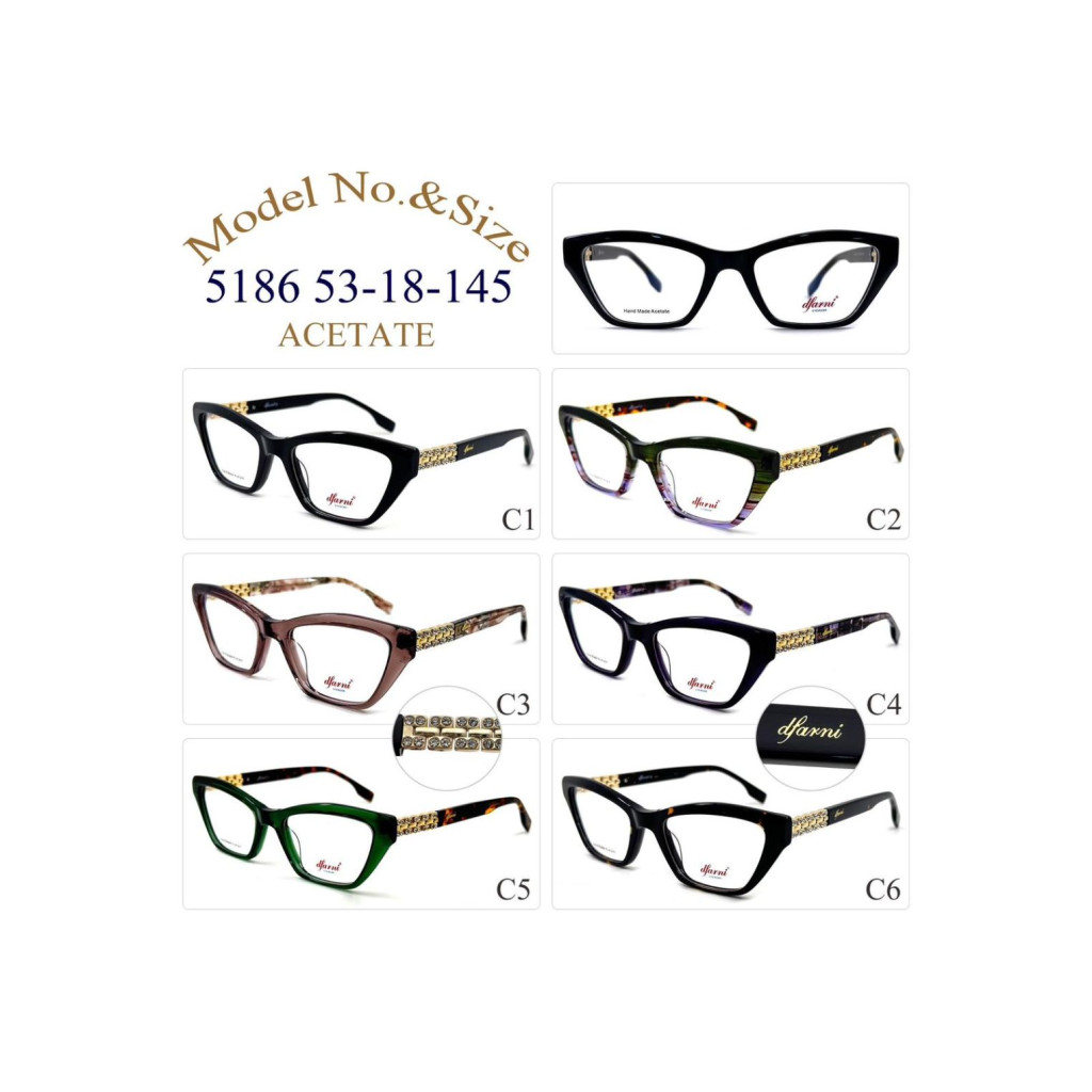 DFARNİ 5186 MODEL C.02 RENK 53-18/145 ACETATE ÇERÇEVE