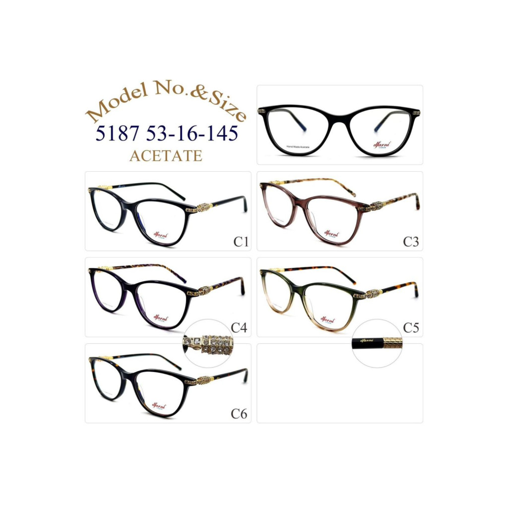 DFARNİ 5187 MODEL C.01 BLACK RENK 53-16/145 ACETATE ÇERÇEVE