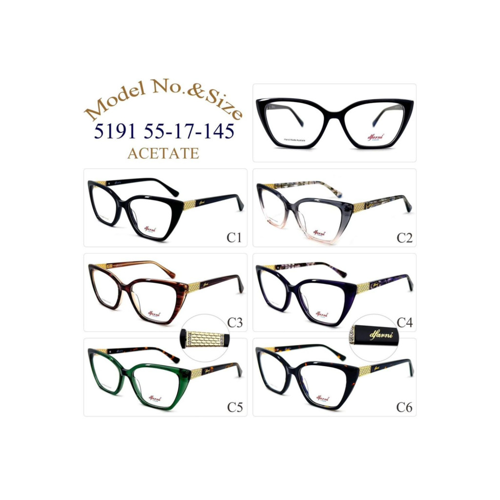 DFARNİ 5191 MODEL C.06 RENK 55-17/145 ACETATE ÇERÇEVE