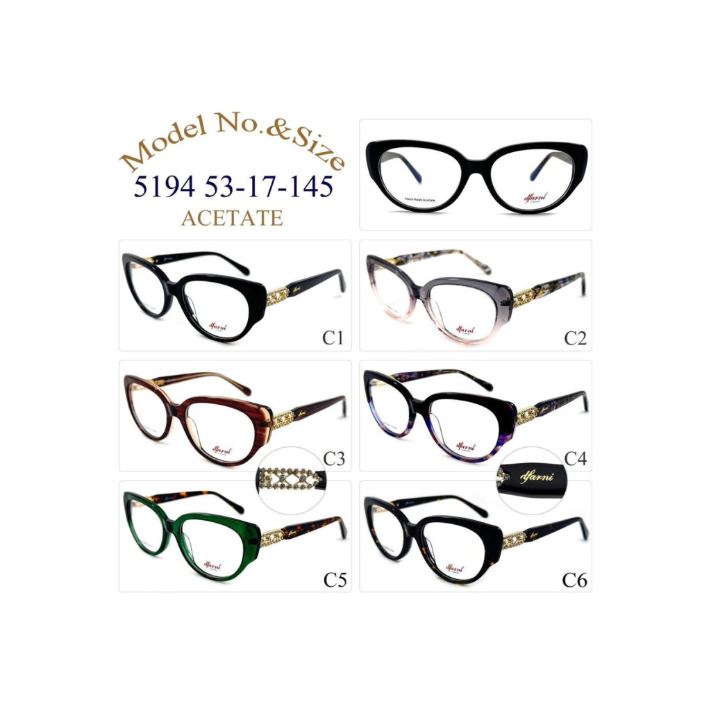 DFARNİ 5194 MODEL C.01 BLACK RENK 53-17/145 ACETATE ÇERÇEVE